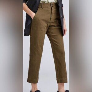 EVERLANE - The Organic Straight Leg Pant - Size 8 - Olive/Kalamata/Beech